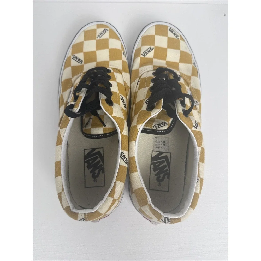 Vans Era Big Checkerboard Yellow/White Logo Skate Shoes Womens Size 8 Men Sz 6.5